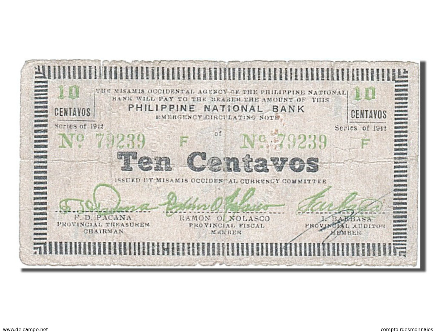 Billet, Philippines, 10 Centavos, 1942, TB - Filipinas