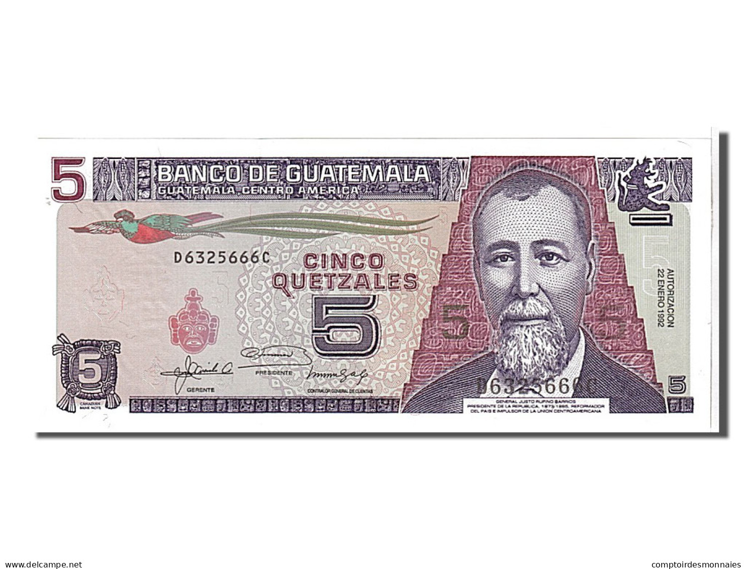 Billet, Guatemala, 5 Quetzales, 1992, KM:74b, NEUF - Guatemala