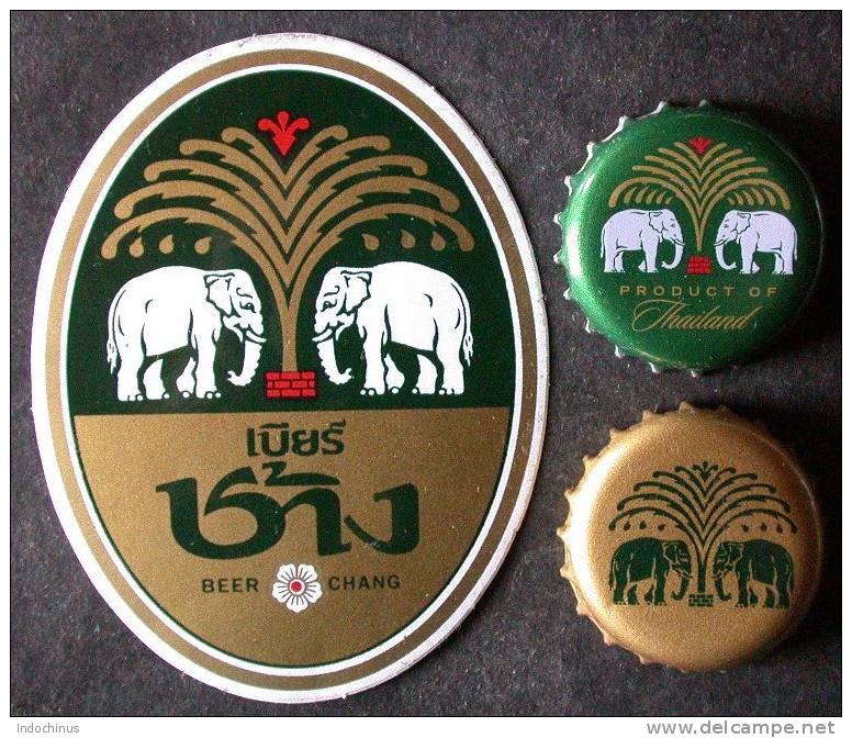 Capsules CHANG  BEER  Nouveau + Ancien Modèle  BIERE   THAILANDE   THAILAND  ELEPHANT  + AUTOCOLLANT   PORT  OFFERT - Bière