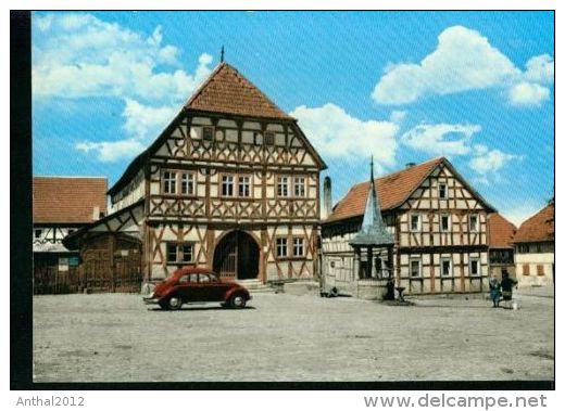 Stadtlauringen Unterfranken PKW VW Brezel Fachwerkhaus Rathaus 60er - Toerisme