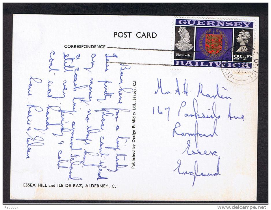 RB 986 - 1970's Postcard - Essex Hill &amp; Ile De Raz - Alderney Channel Islands - Guernsey Stamp - Alderney