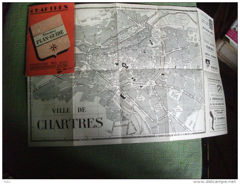 Nouveau Plan Guide Chartres Répertoire Rues Publicités - Other Plans