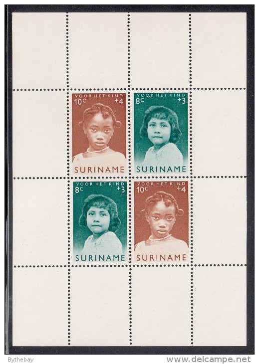 Surinam MH Scott #B95a Souvenir Sheet Of 4 American Indian Girl, Negro Girl - Child Welfare - Surinam