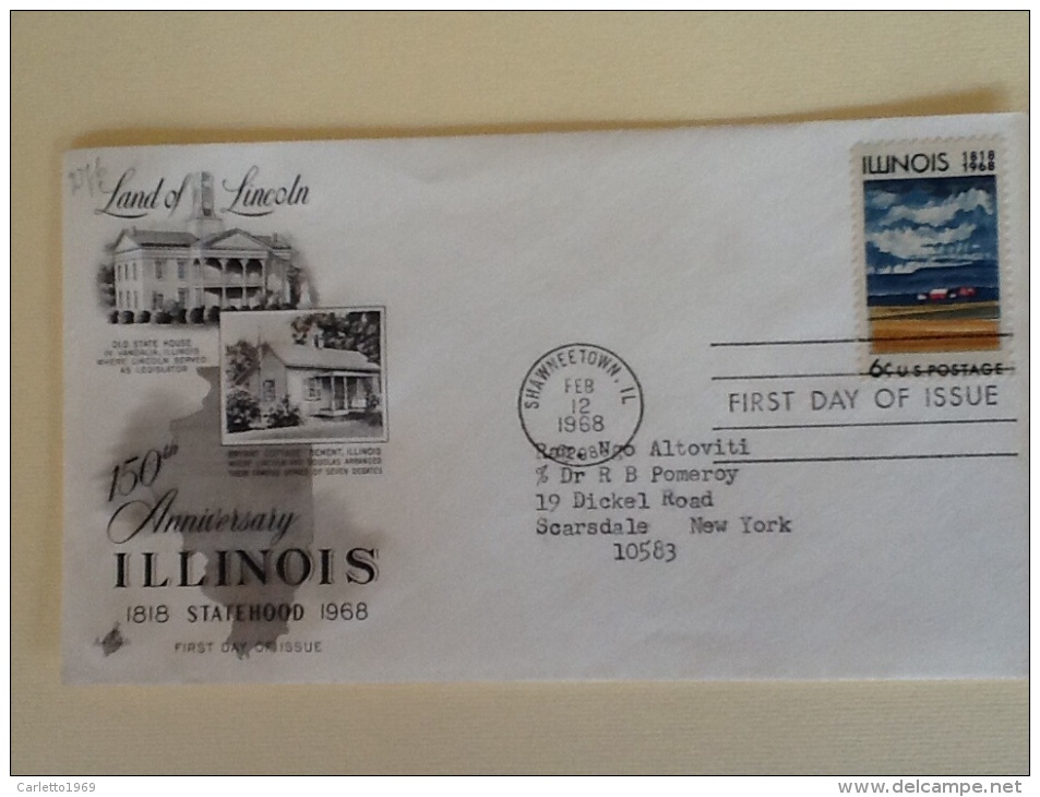 BUSTE PRIMO GIORNO 150 ANNI STATO DELL'ILLINOIS - Storia Postale