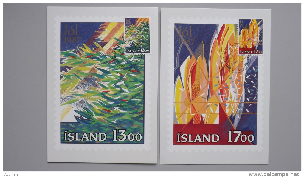Island 678/9 Sc 652/3 YT 631/2 FA 715/6 Maximumkarte MK/MC, ESST, Weihnachten - Maximumkarten