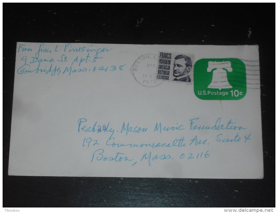 LETTRE ENTIER POSTAL USA ETATS UNIS UNITED STATES AVEC YT 818 - CLOCHE - FRANCIS PARKMAN - - 1961-80