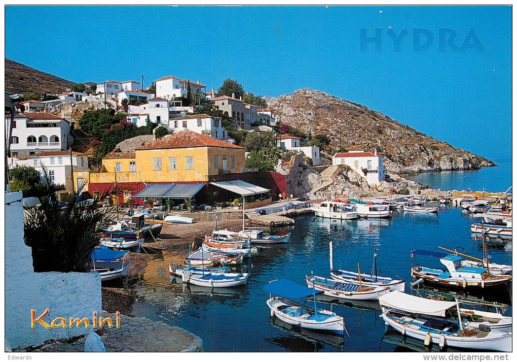 Kamini, Hydra, Greece Postcard Used Posted To UK 2008 Stamp - Grèce