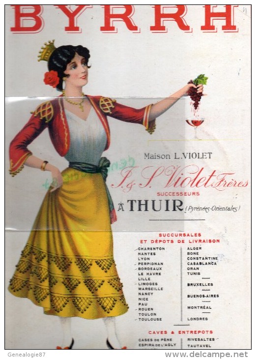 66 - THUIR - TRES BEAU CARTON PUBLICITAIRE BYRRH - MAISON L. VIOLET - Werbung