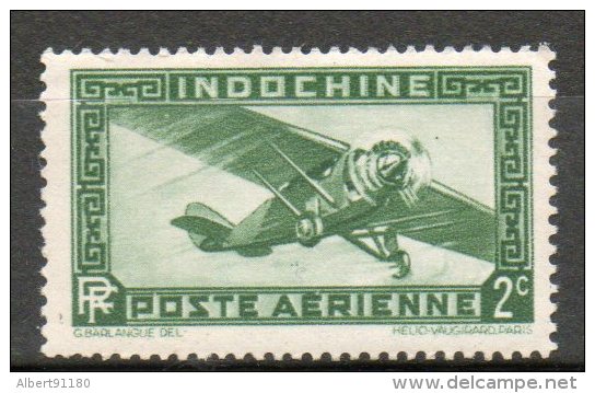 INDOCHINE  P Aérienne 2c Vert 1933-38  N°2 - Luchtpost