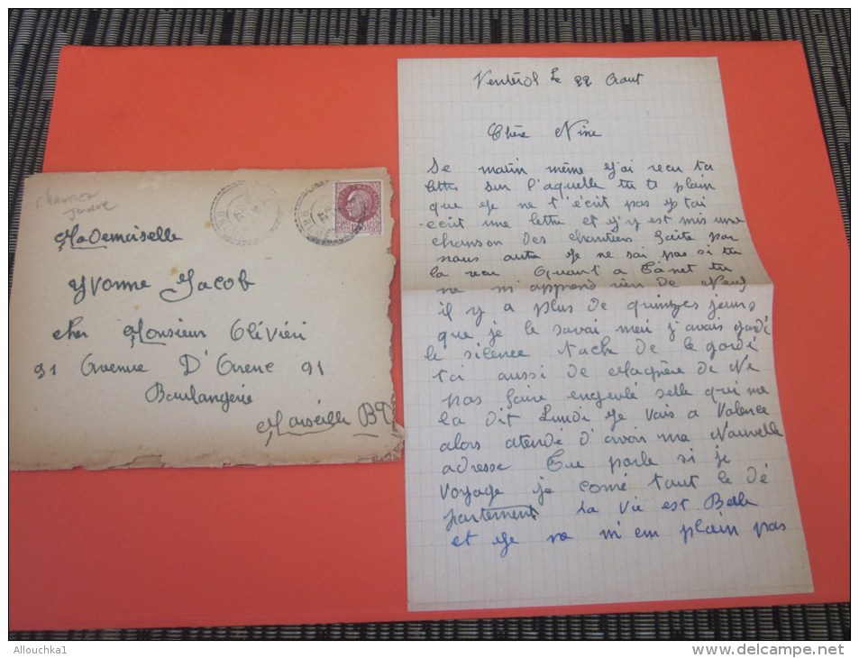 1942 Lettre >Olivieri JP Matricule 7464 Chantier De Jeunesse Collaboration Pétain Seul S Lettre>parents Pâtisserie - Guerre De 1939-45