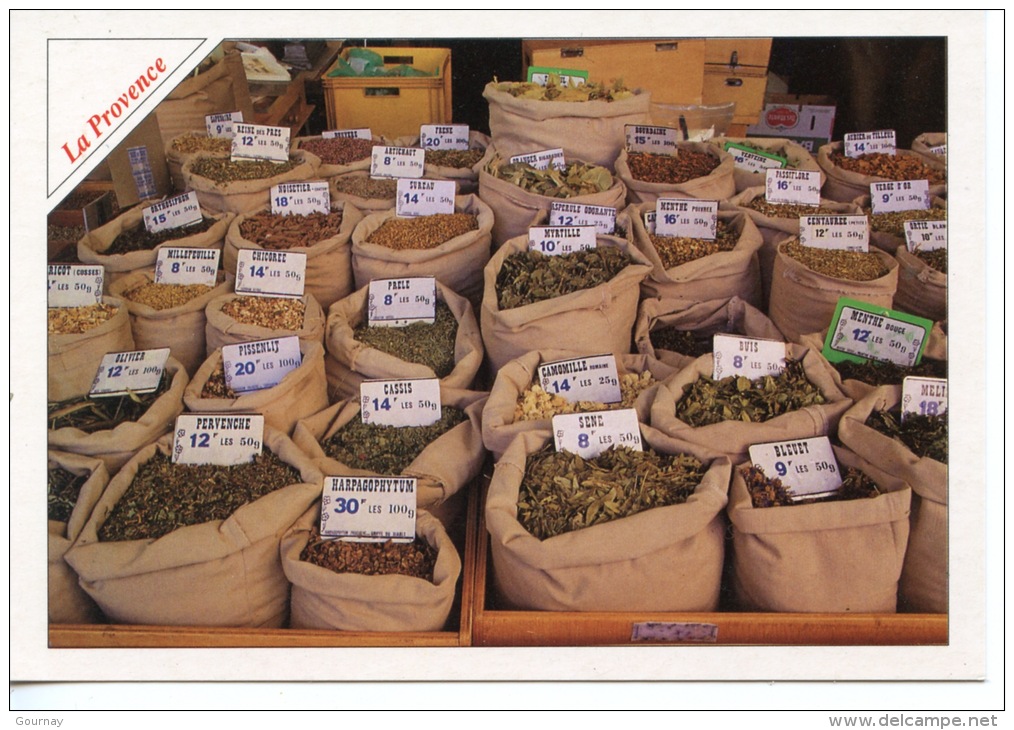 La Provence (photoguy Roquefort Les Pins N°203) Le Marché Des Herbes Aromatiques épices (cp Vierge) - Plantes Médicinales