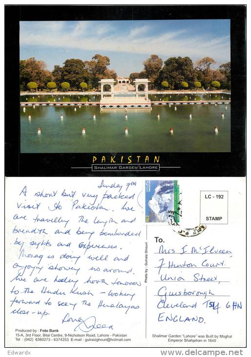 Shalimar Garden, Lahore, Pakistan Postcard Used Posted To UK 2003 Nice Stamp - Pakistan