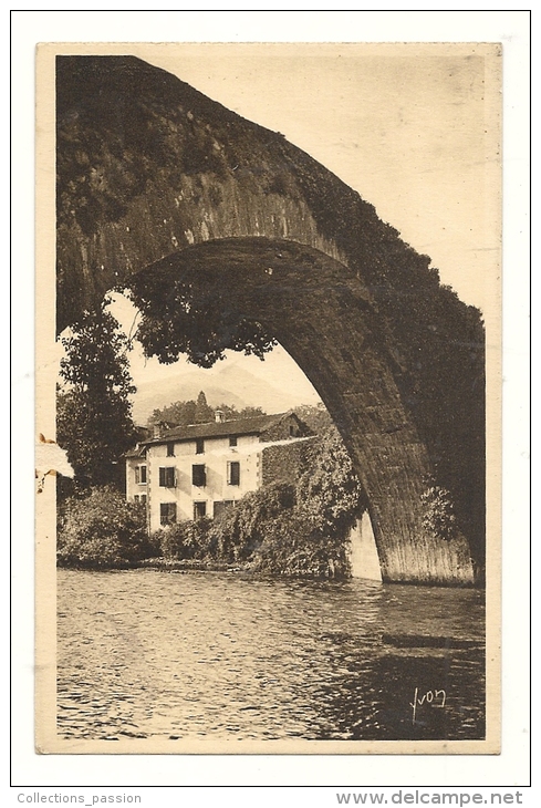 Cp, 64, Saint-Etienne-de-Baïgorr Y, Le Vieux Pont Sur La Nive, Voyagée - Saint Etienne De Baigorry