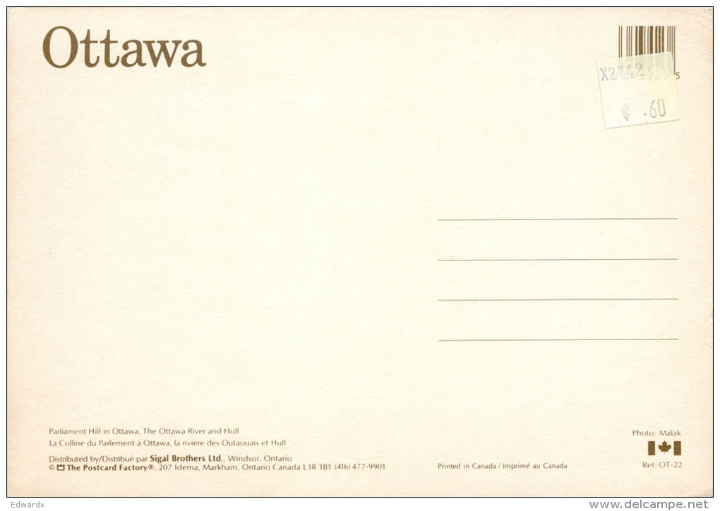 Parliament, Ottawa, Ontario, Canada Postcard - Ottawa