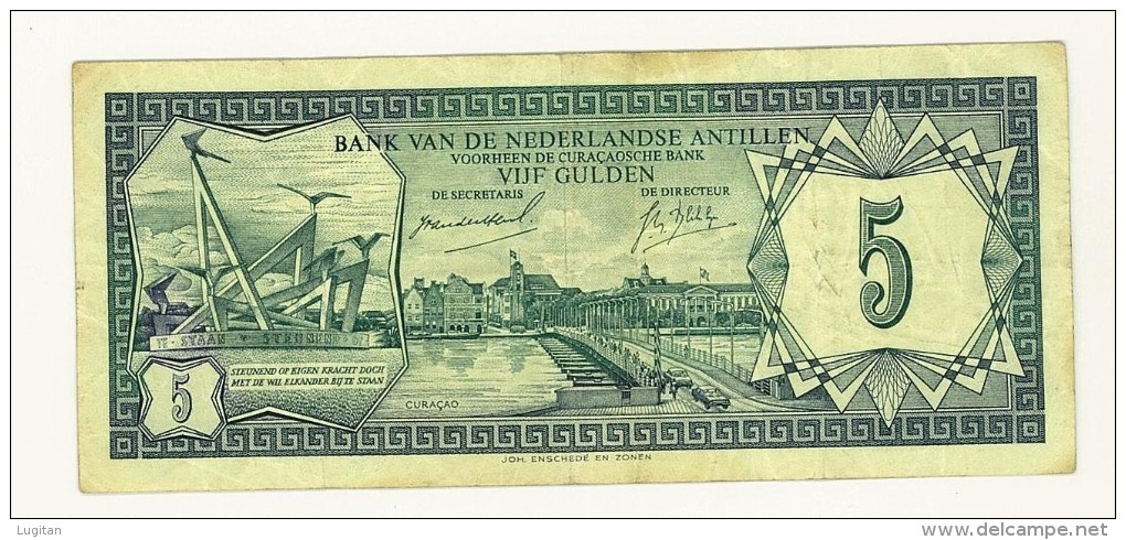 ANTILLE OLANDESI - VIJF GULDEN - 5 GULDEN - ANNO 1967 - QUALITA' BB - Nederlandse Antillen (...-1986)