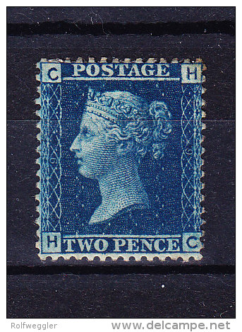 1858  SG 45 Queen Victoria 2 D. Blue* Plate 9 - Nuevos
