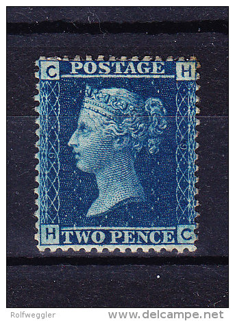 1858  SG 45 Queen Victoria 2 D. Blue* Plate 9 - Ongebruikt