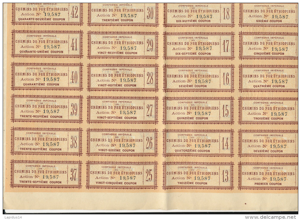 *ACTION DE 500 FRANCS  -  COMPAGNIE IMPERIALE DES CHEMINS DE FER ETHIOPIENS  1899 - Chemin De Fer & Tramway