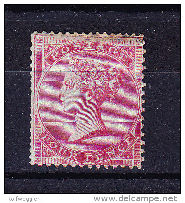 1855/57  SG 62 * Queen Victoria 4 D. Karmin  (repariert Oben) - Unused Stamps