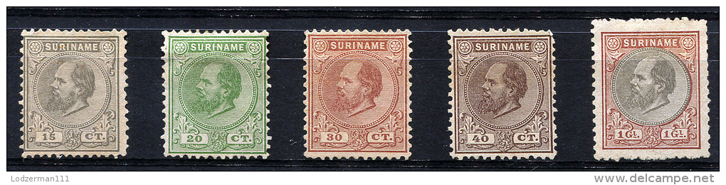 SURINAM 1889 - Mi.17-21 Compl. Set MNG (as Issued) VF - Suriname ... - 1975