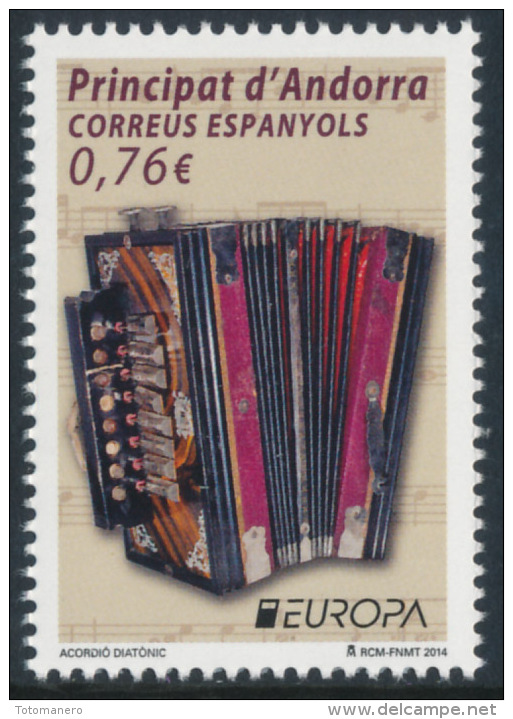 ANDORRA Spanish/Spanische EUROPA 2014 "National Music Instruments" 1v** - 2014