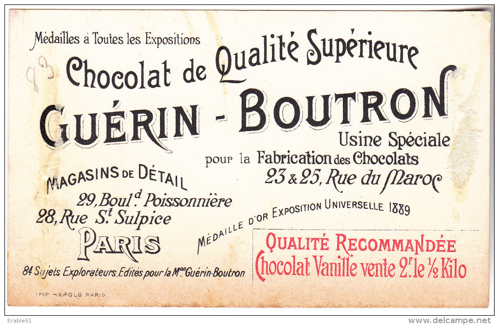 CHROMO CHOCOLAT GUERIN BOUTRON VICTOR LARGEAU EXPLORATEUR - Guérin-Boutron