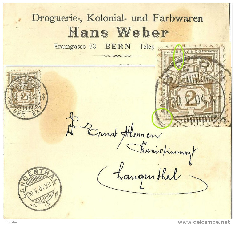 Motiv Karte  "Weber, Drogerie-, Kolonial-, Farbwaren, Bern"  (Markenabart)        1904 - Lettres & Documents