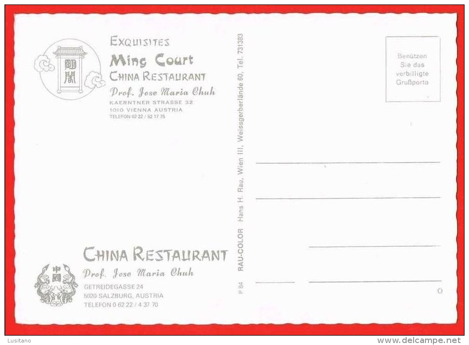 Salzburg & Wien  Ming Court China Restaurant ( 2 Scans ) Austria Osterreich - Altri & Non Classificati