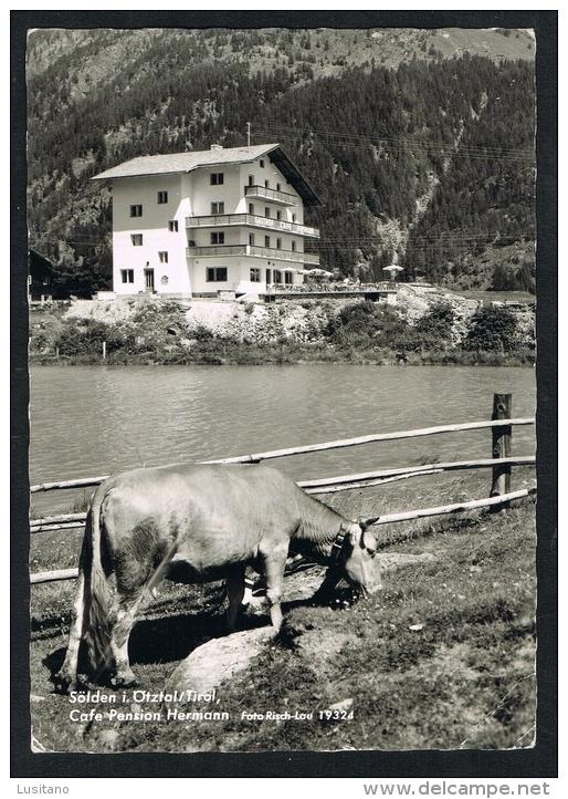 Solden Otztal Tirol Cafe Pension Hermann - Stamp - Austria ( 2 Scans ) - Sölden