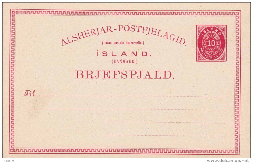 ISLAND 1890? - 10 Aur Ganzsache ** Auf Postkarte - Ganzsachen