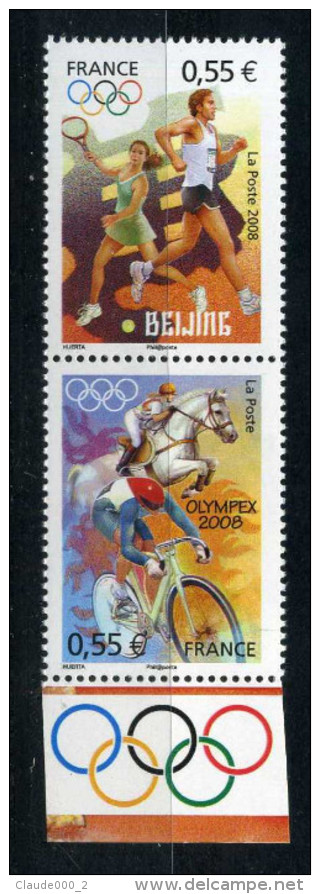 N° 4222 - 1223   JO BEIJING  NEUF ** Cyclisme , équitation , Tennis , Athlétisme - Neufs