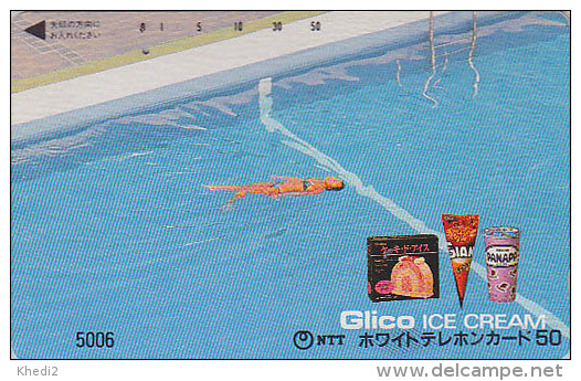 Télécarte Japon 7/11 - 5006 - Femme Pub GLACE ** ONE PUNCH ** - BIKINI GIRL & ICE CREAM Japan Phonecard - Frau & Eis - Publicité