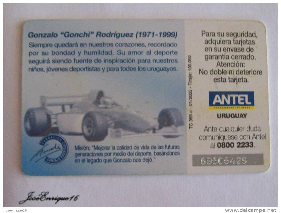 TC 369a HOMENAJE A GONZALO "GONCHI" RODRIGUEZ - 1971-1999  - HOMMAGE - TRIBUTE - AUTOMOVILISMO - Uruguay