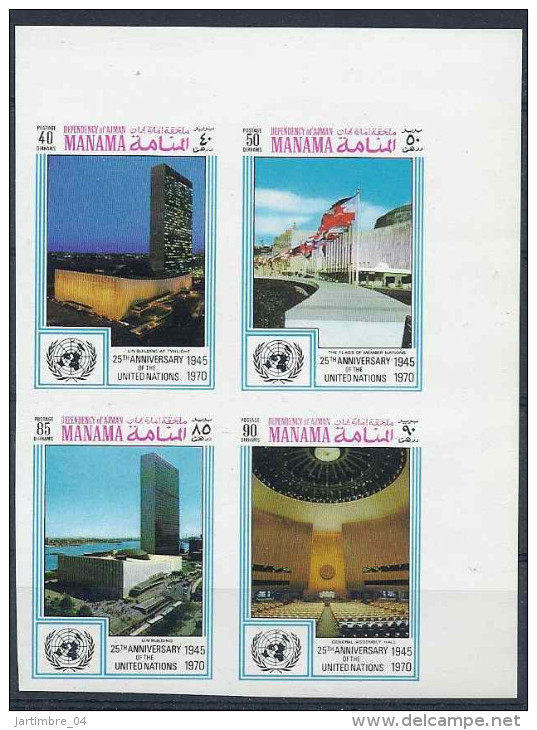 1971 Ajman-MANAMA Michel 537-38+ 541-42** O.N.U, Issu De Série , Non Dentelée - Manama