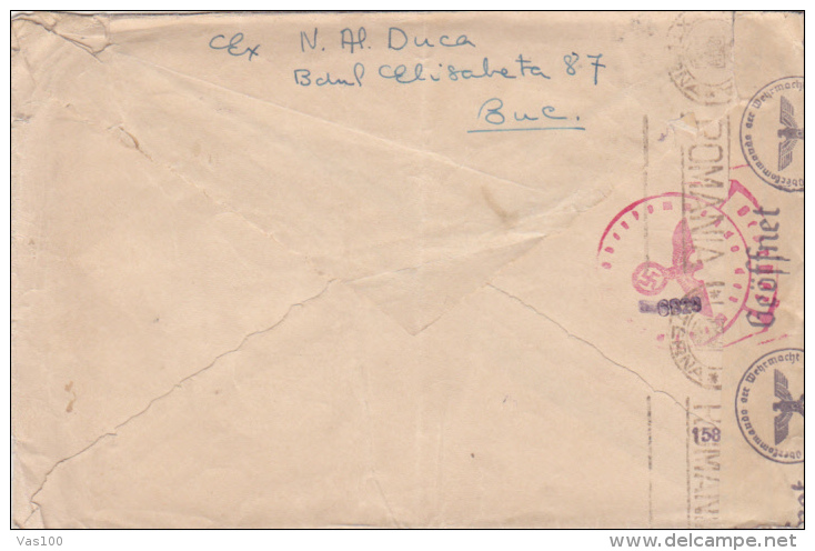 VERY RARE COVER 1942 FROM ROMANIA TO FRANCE,GERMAN,FRANCE & ROMANIA CENSORED! - Lettres 2ème Guerre Mondiale