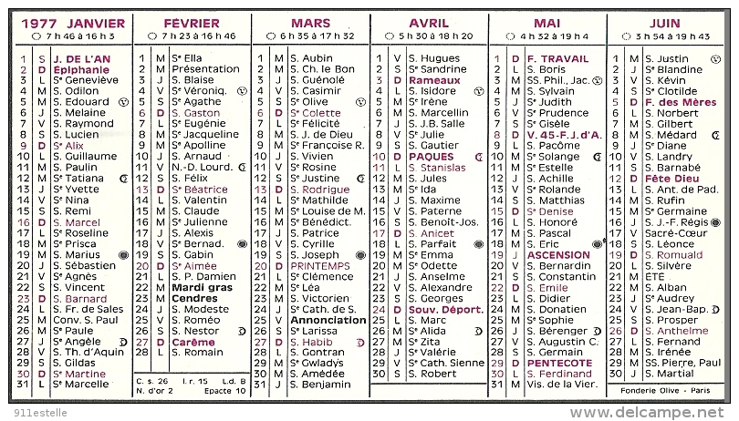 03  COMMENTRY -    3  petit  calendriers 1977, 1979, 1980