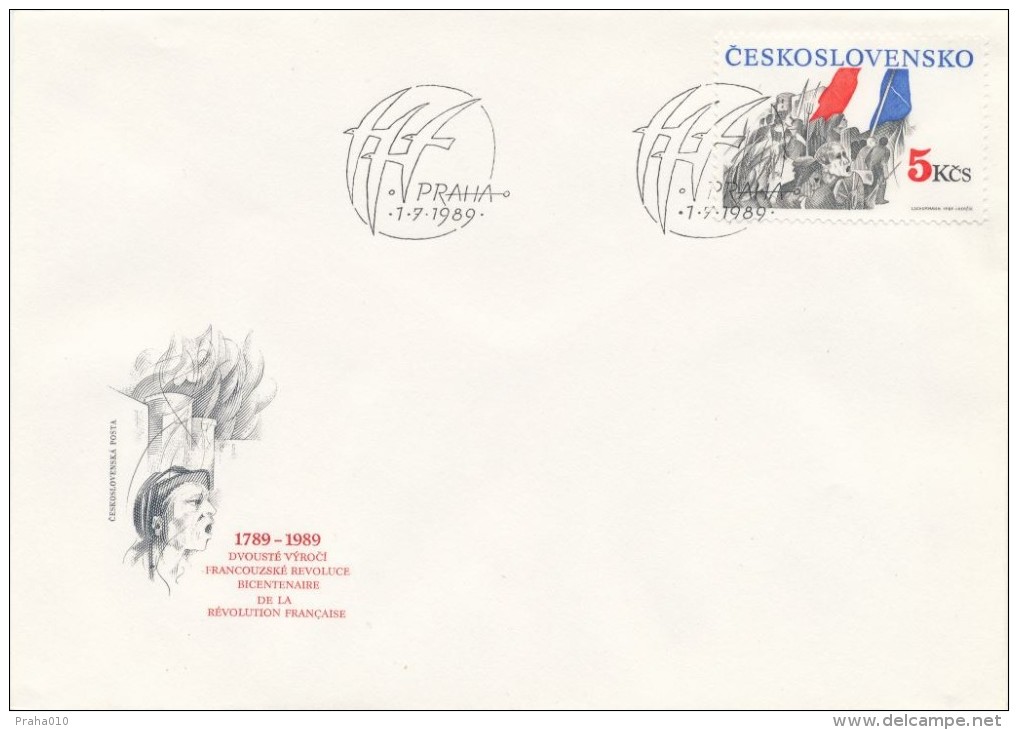 Czechoslovakia / First Day Cover (1989/08), Praha - Theme: 200 Anniversary Of The French Revolution - French Revolution