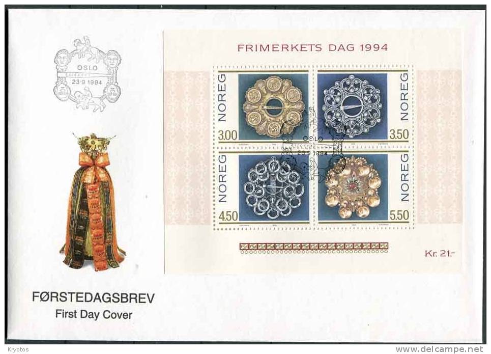 Norway 1994 - Stamp Day - Block On FDC - Covers & Documents