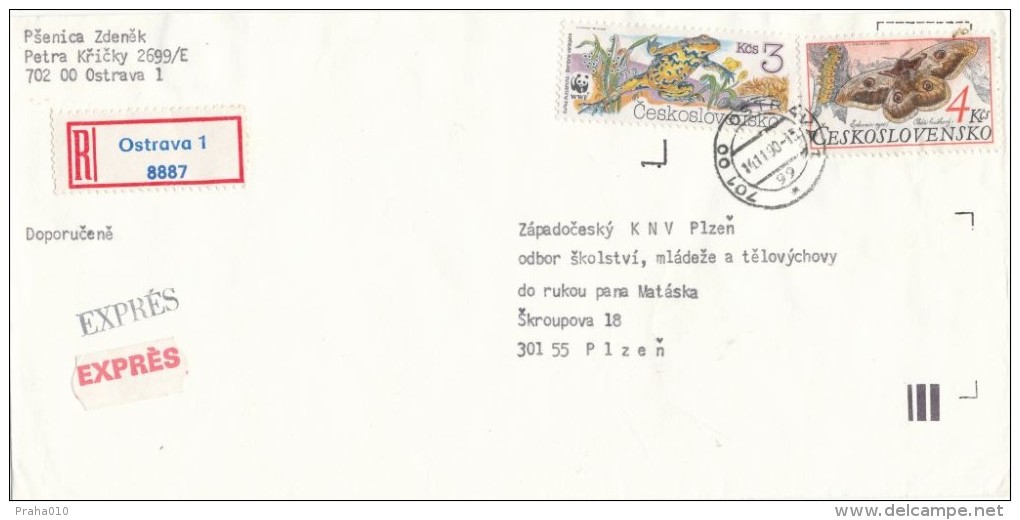 I3974 - Czechoslovakia (1990) 701 00 Ostrava 1 (stamp: WWF!) - Cartas & Documentos