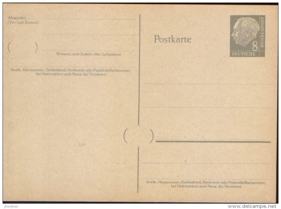 Germany/Republic-Postal Stationery Postcard,unused 1957- P30,8 Pf Grau -  2/scans - Postkarten - Ungebraucht