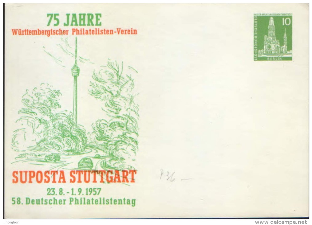 Germany/Berlin-Postal Stationery Private Postcard,unused 1957- Suposta Stuttgart,75 Jahre  -  2/scans - Cartes Postales Privées - Neuves