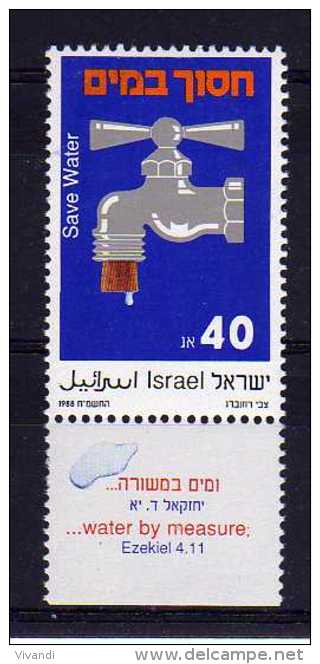 Israel - 1988 - "Save Water" - MNH - Neufs (avec Tabs)