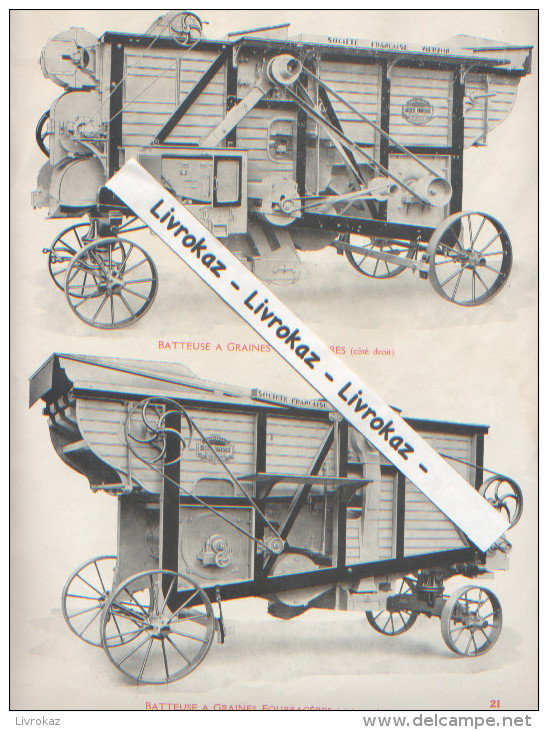 Sté Française De Matériel Agricole Et Industriel, Vierzon, Page Catalogue Vers 1930, Batteuse à Graines Fourragères - Machines