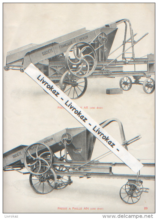 Sté Française De Matériel Agricole Et Industriel, Vierzon, Page Catalogue Vers 1930 Presse à Paille Haute Densité AR, AN - Maschinen