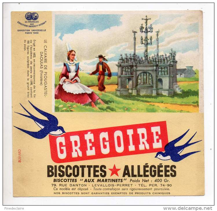 Buvard - Biscottes Allégées Grégoire - Le Calvaire De Plougastel Daoulas - Zwieback