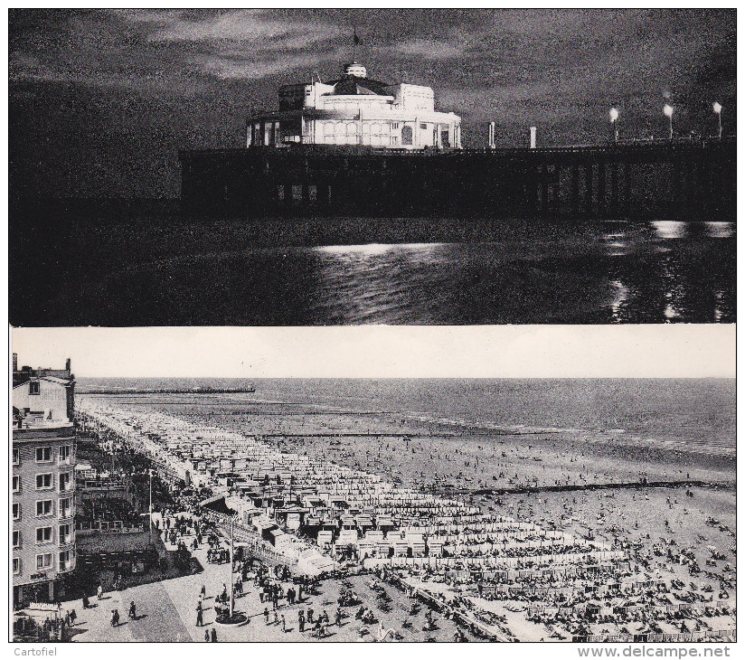 BLANKENBERGE-LOTJE-2-PANORAMAKAARTEN-PIER+STRAND-9 OP 21 CM-FOTOTHILL-JAREN 60-PERFEKTE-STAAT-ZIE 2 SCANS-MOOI ! - Blankenberge