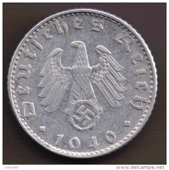 DEUTSCHES REICH 50 REICHSPFENNIG 1940 B  	KM# 96  Swastika - 50 Reichspfennig