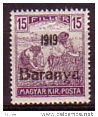 HONGRIE / BARANYA - 1919 - Timbres De Hongrie Surcharge "1919 Baranya" - 15 Fi ** MNH - Mi 22; Yv 13 - Baranya