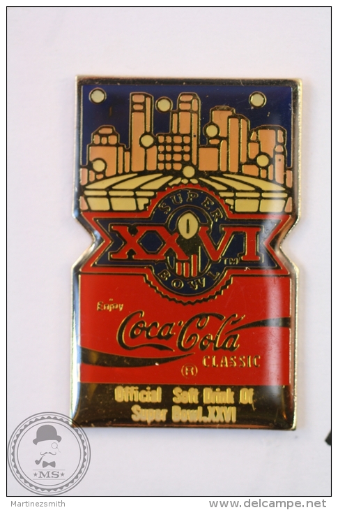 Coca Cola Classic  XXVI Super Bowl - Enamel Pin Badge #PLS - Coca-Cola