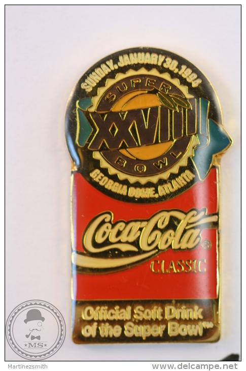 Coca Cola Classic  XXVIII Super Bowl, Georgia Dome, Atlanta - Enamel Pin Badge #PLS - Coca-Cola